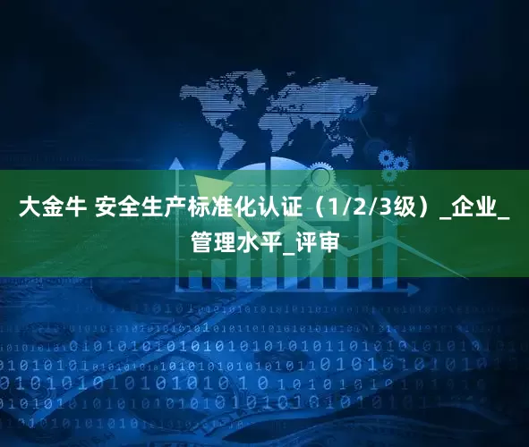 大金牛 安全生产标准化认证（1/2/3级）_企业_管理水平_评审