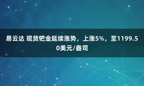 易云达 现货钯金延续涨势，上涨5%，至1199.50美元/盎司